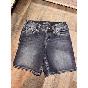 Silver Jeans Co Suki Mid Short Womens 27 Dark Wash Denim